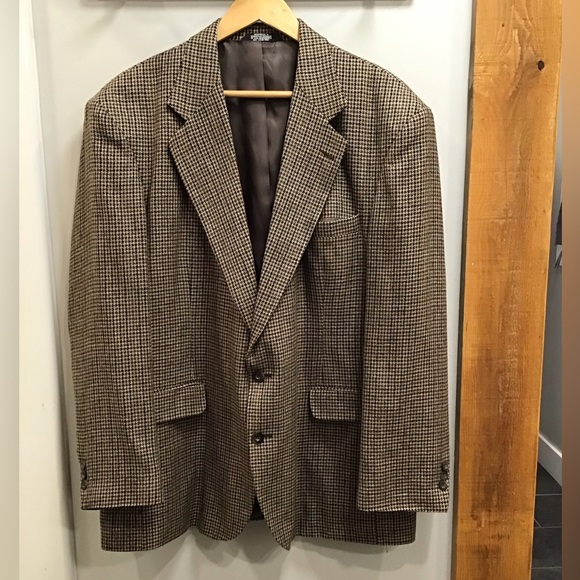 Haggar Houndstooth Blazer Checkered Plaid Suit Jacket Structured Sports Coat 42R - Picture 7 of 16